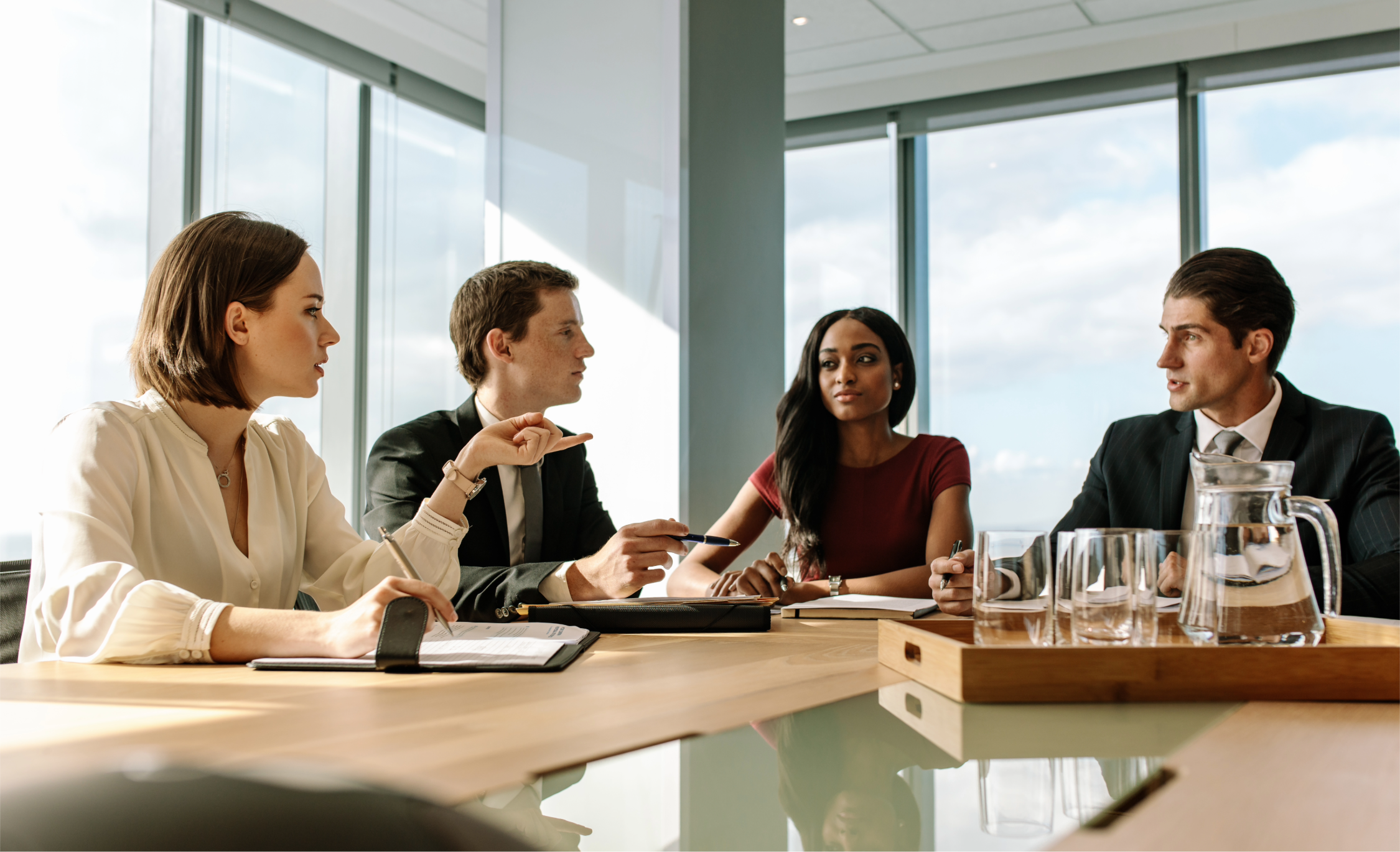 Law firm team meeting around a conference table